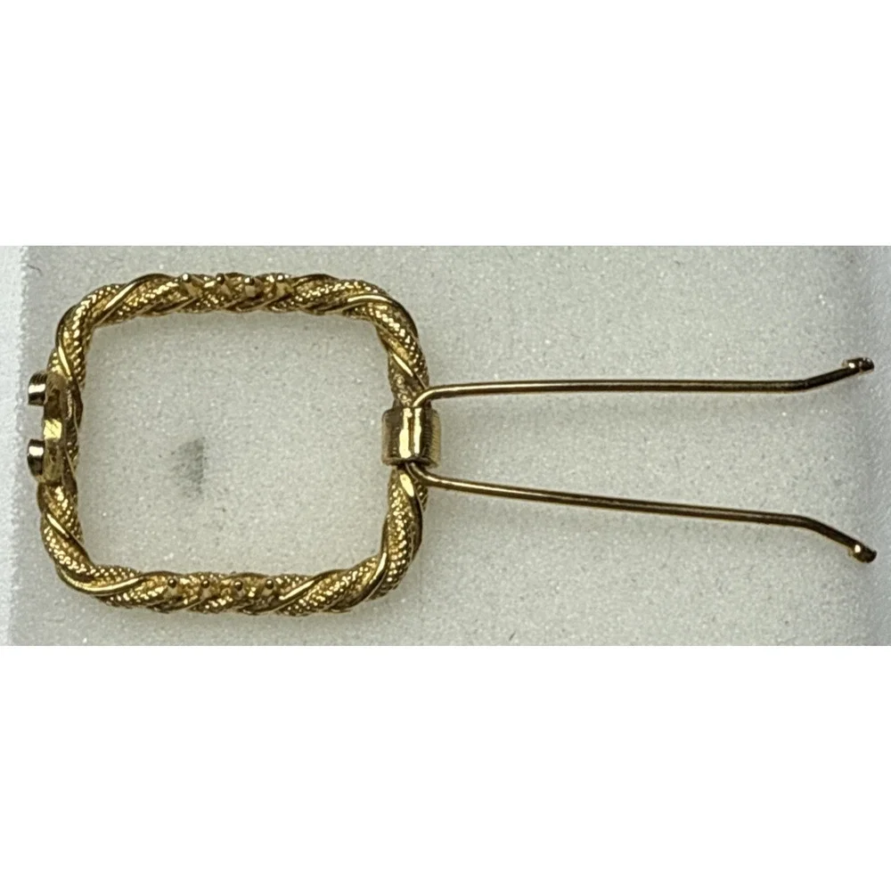 Vintage Twisted Rope Gold Tone Metal Hair Barrette Square